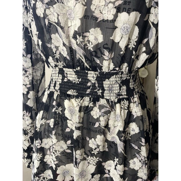 Lost + Wander Women Dress Size Small Floral Prairie Sheer Mock Neck Long Sleeve - Picture 3 of 10